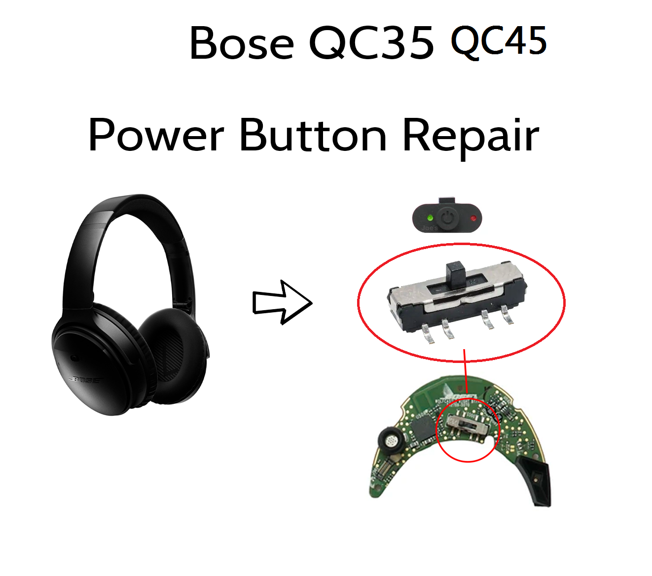 زر الطاقة وشريط التحكم البديل  - مراجعة Bose Headphone Qc45 وسعره